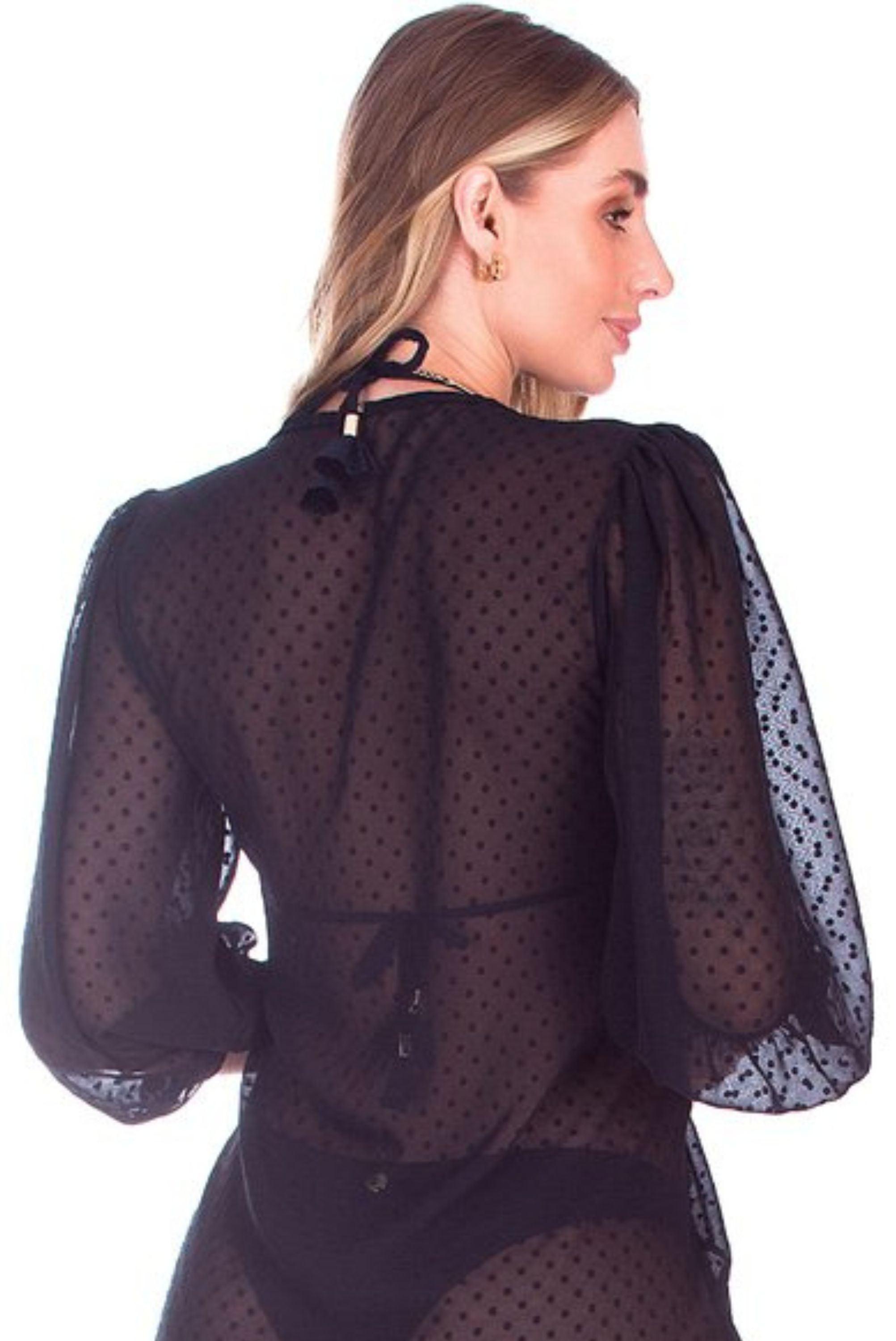 Chic Beach Dress Dainty Dotted Cover Up - Black - Usay Buy 